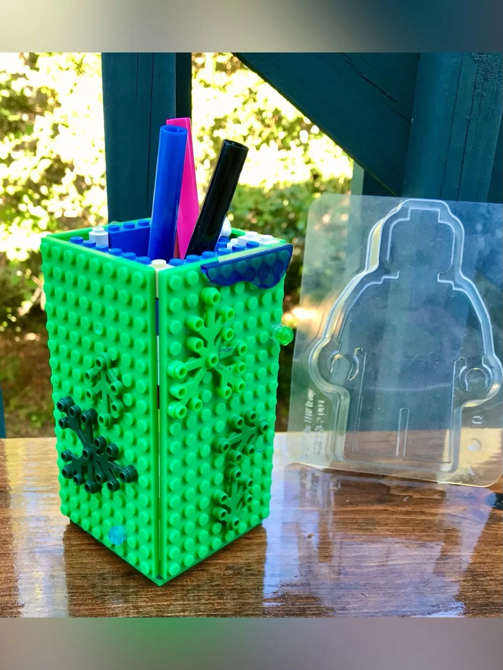 LEGO Building Blocks Lot DIY Desk Cup Pen Holder Bracelet Clear Minifigure Mold